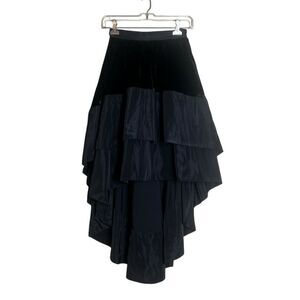 Bebe black velvet high low skirt. Size 00